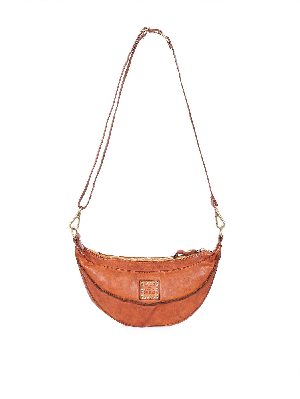 Borsa/Marsupio mezzaluna grande in pelle Campomaggi C040240ND X0001 cognac - Pelletteria Allegrini