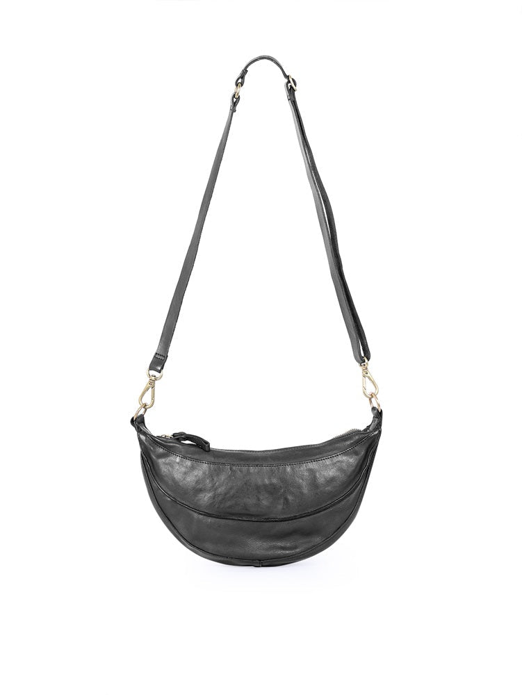 Borsa/Marsupio mezzaluna grande in pelle Campomaggi C040240ND X0001 nero - Pelletteria Allegrini