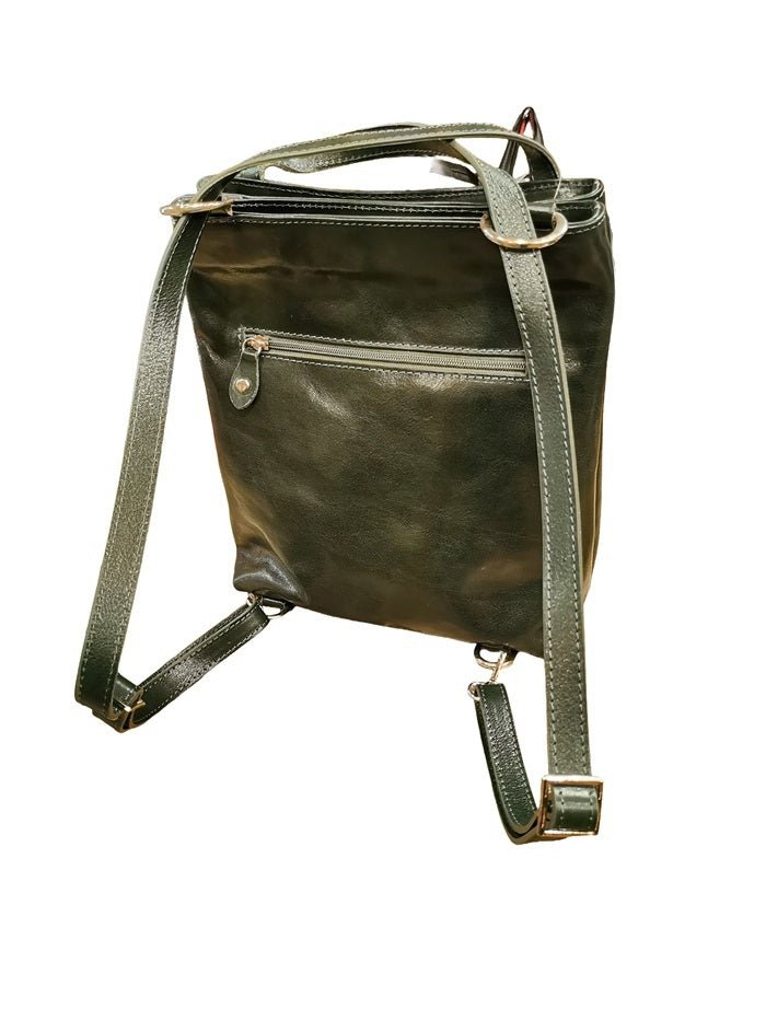 Borsa/zaino in pelle I Medici 63/2900 Verde - Pelletteria Allegrini
