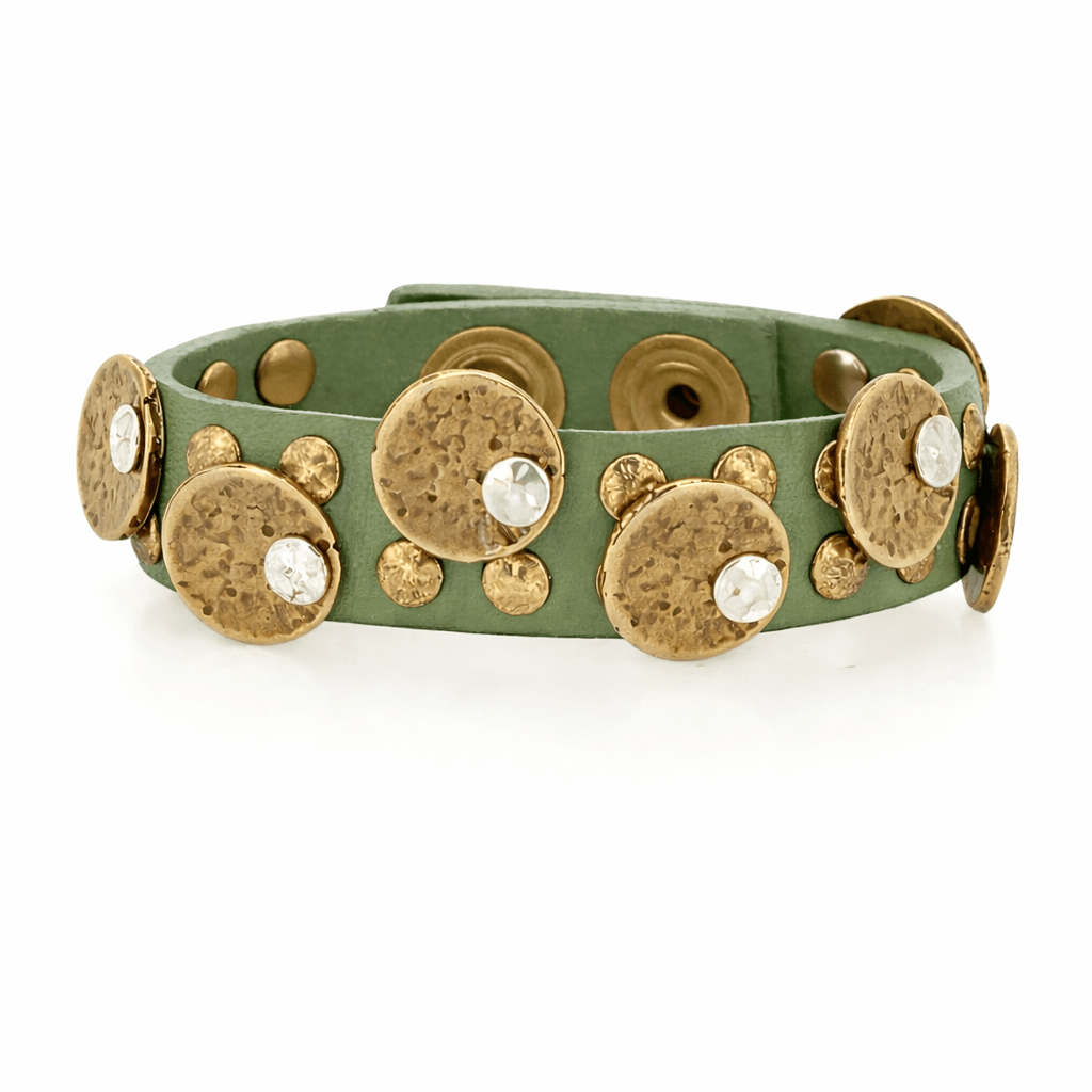 Bracciale in pelle con medaglie Campomaggi C024010ND X3010 Lago (verde) - Pelletteria Allegrini