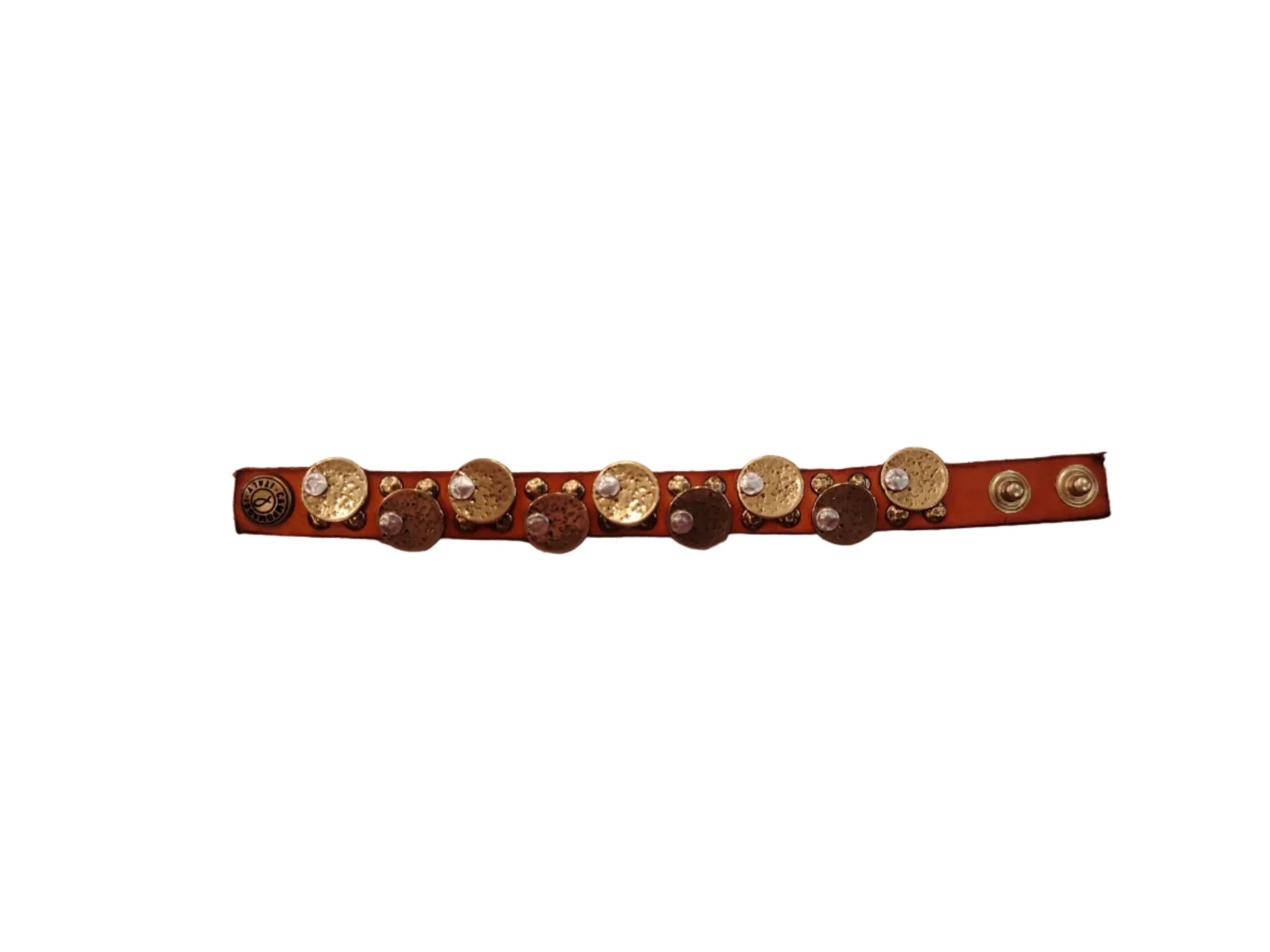 Bracciale in pelle con medaglie Campomaggi C024010ND X3010 Mattone - Pelletteria Allegrini