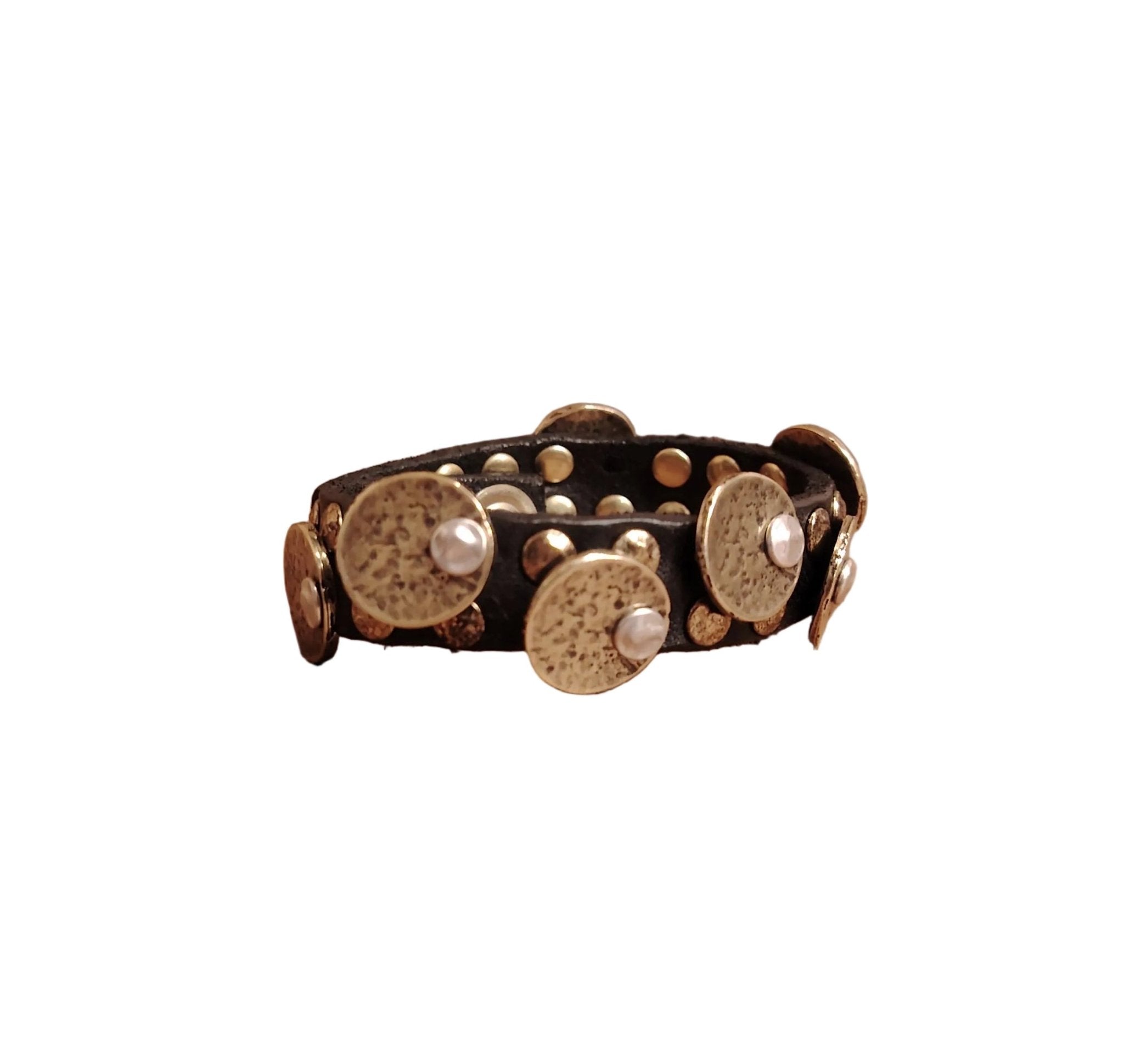 Bracciale in pelle con medaglie Campomaggi C024010ND X3010 Nero - Pelletteria Allegrini