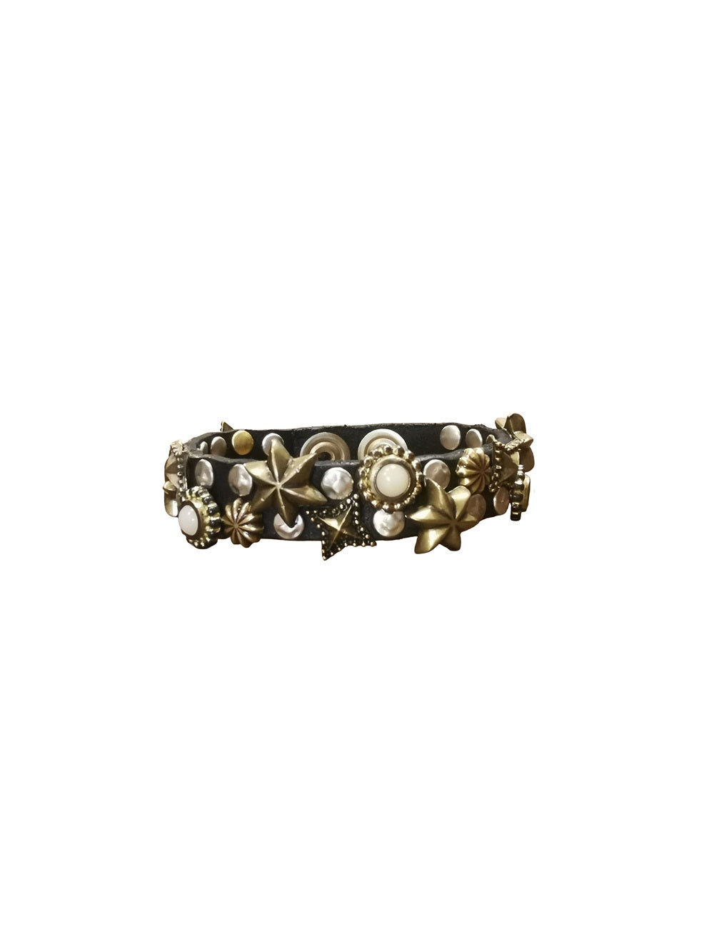Campomaggi Leather Bracelet with Stars C024010ND-X3159 Black