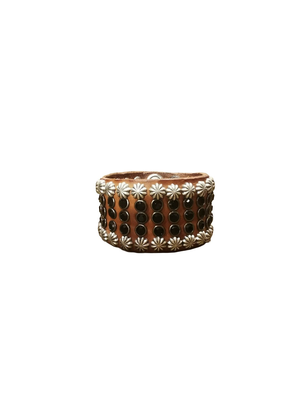 Bracciale in pelle con strass e borchie Campomaggi C002170ND-X3167 Cognac