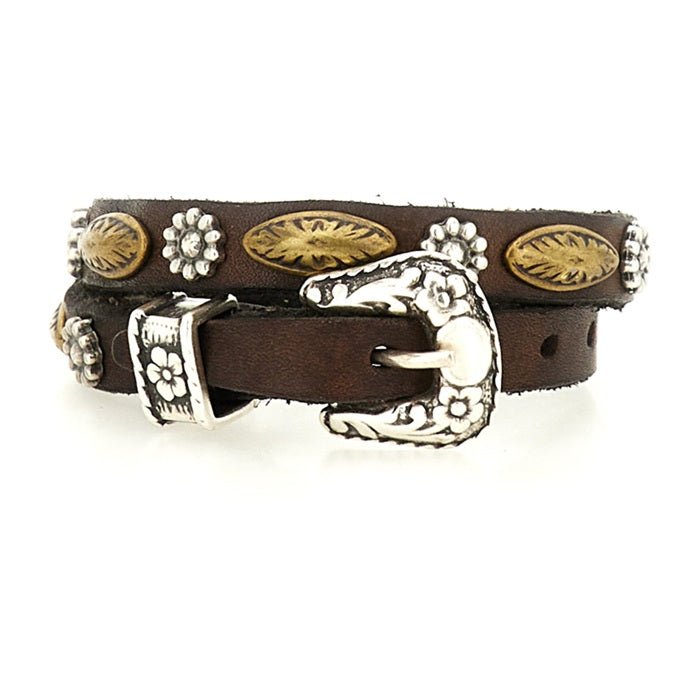 Bracciale in pelle doppio giro Campomaggi C002270ND X3014 Testa di moro - Pelletteria Allegrini