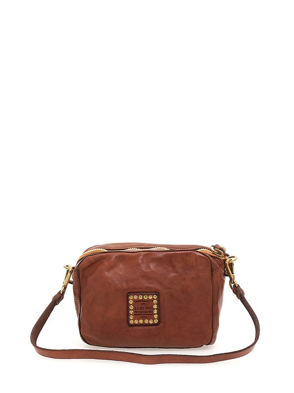 Borsa bauletto piccolo in pelle intrecciato Campomaggi C021330ND X2273 cognac