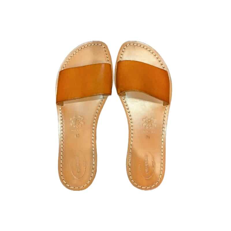 Ciabatta in cuoio con fascia donna Pelletteria Allegrini Filippo 522D cuoio - Pelletteria Allegrini