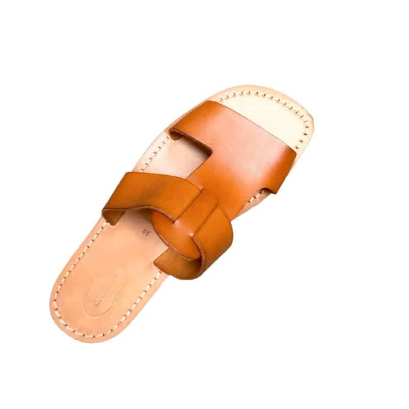 Ciabatta in cuoio con fascia uomo Pelletteria Allegrini Filippo 523U cuoio - Pelletteria Allegrini