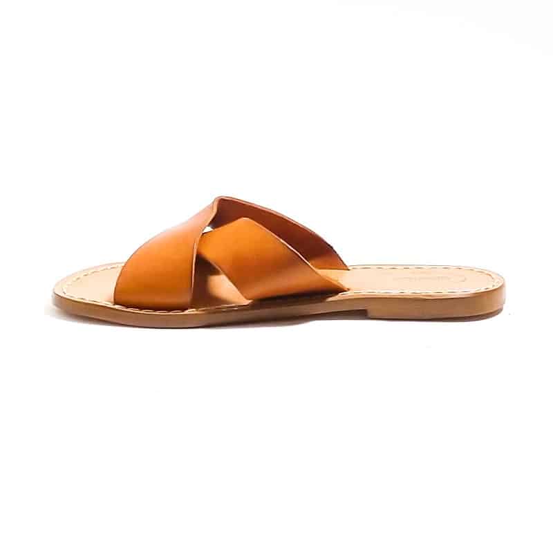 Ciabatta in cuoio con incrocio donna Pelletteria Allegrini Filippo 560D cuoio - Pelletteria Allegrini