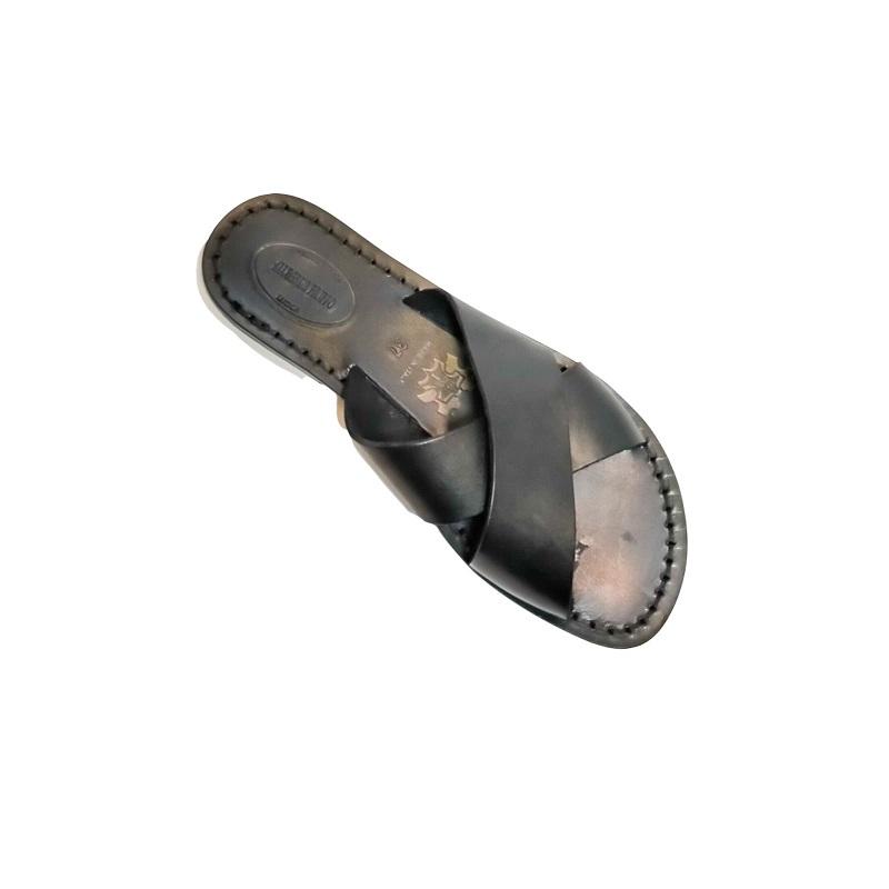 Ciabatta in cuoio con incrocio donna Pelletteria Allegrini Filippo 560D nero - Pelletteria Allegrini