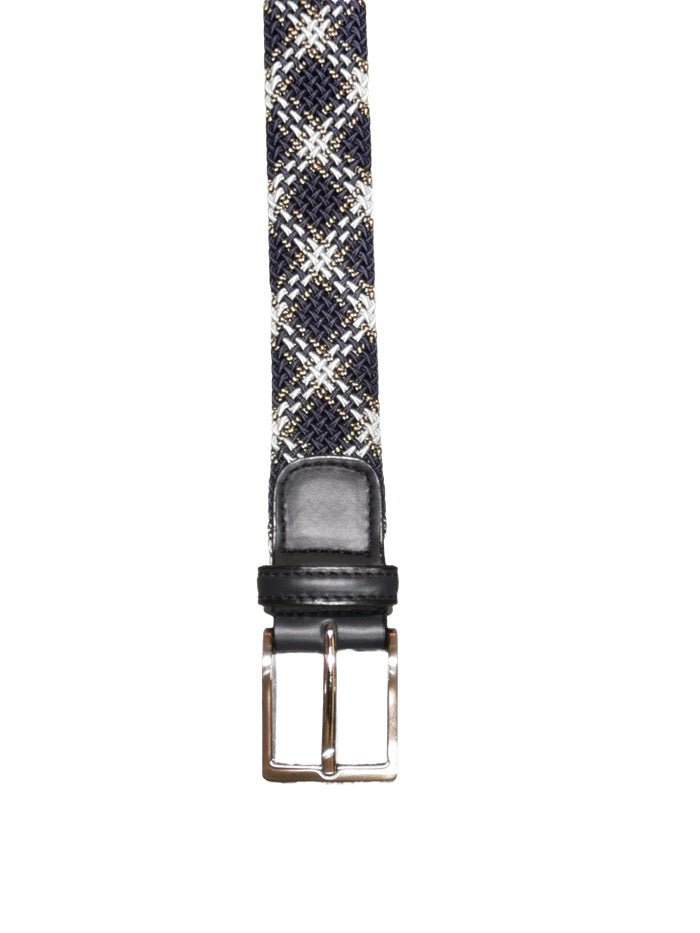 Cintura elasticizzata Pelletteria Allegrini Filippo 6177/7375 blu/grigio chiaro var4 - Pelletteria Allegrini