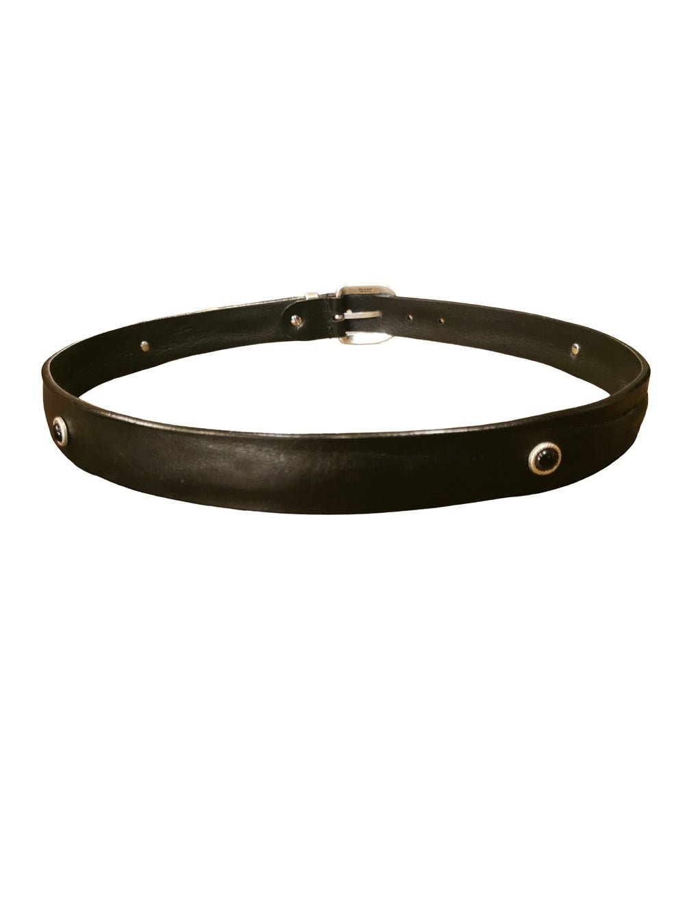 Cintura in cuoio con borchie e pietre Pelletteria Allegrini Filippo 2568 Nero - Pelletteria Allegrini