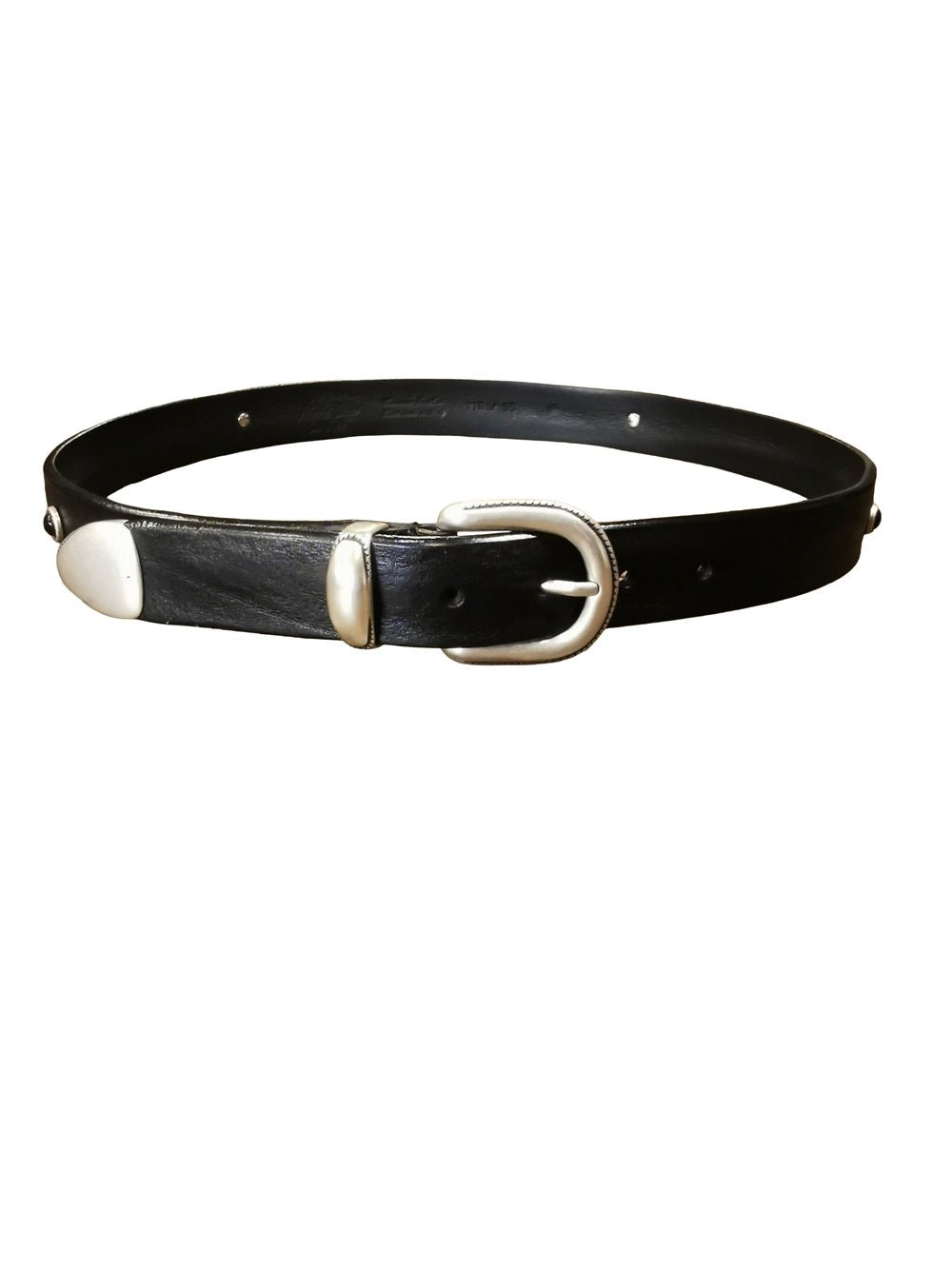 Cintura in cuoio con borchie e pietre Pelletteria Allegrini Filippo 2568 Nero - Pelletteria Allegrini