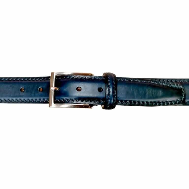 Cintura in Cuoio da uomo Pelletteria Allegrini Filippo C102CUO MARCAPUNTO blu scuro - Pelletteria Allegrini