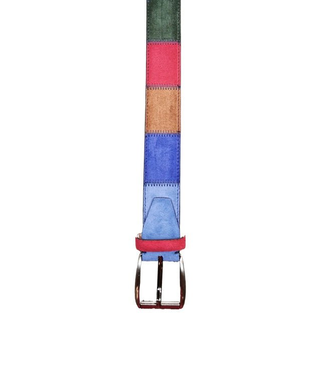 Cintura in pelle scamosciata patchwork Pelletteria Allegrini Filippo CSC59 bordeaux - Pelletteria Allegrini