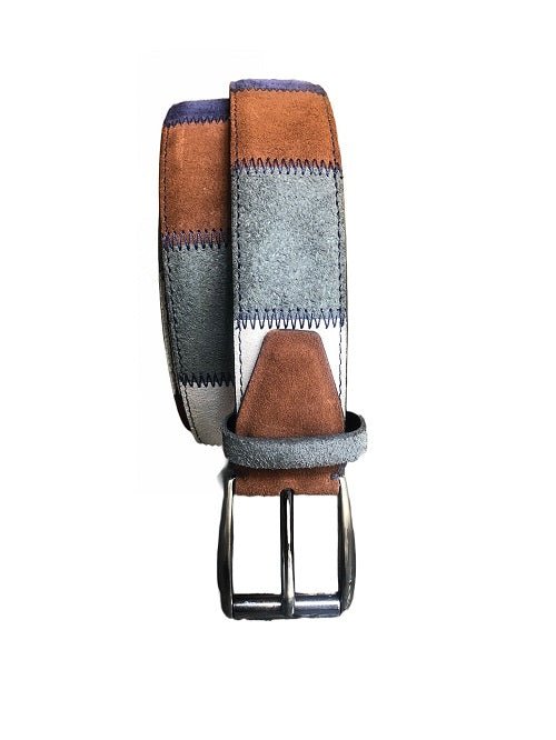 Cintura in pelle scamosciata patchwork Pelletteria Allegrini Filippo CSC59 cammello - Pelletteria Allegrini