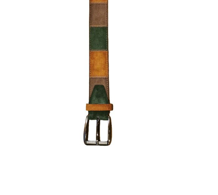 Cintura in pelle scamosciata patchwork Pelletteria Allegrini Filippo CSC59 verde - Pelletteria Allegrini