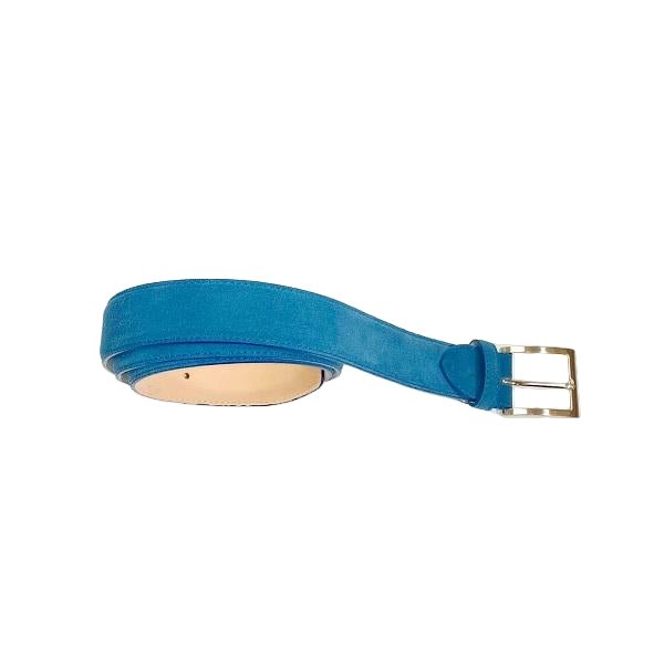 Cintura in pelle scamosciata Pelletteria Allegrini Filippo 728 bluette - Pelletteria Allegrini
