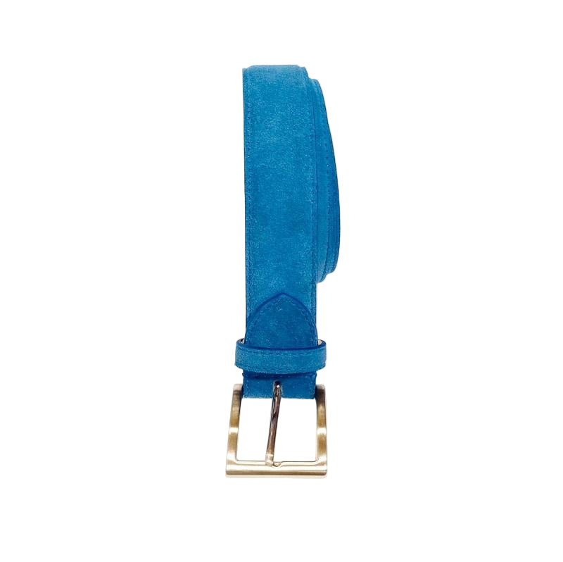 Cintura in pelle scamosciata Pelletteria Allegrini Filippo 728 bluette - Pelletteria Allegrini