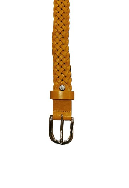 Cintura intrecciata alta 2,5 cm Pelletteria Allegrini Filippo SPIGA6CAPI Senape - Pelletteria Allegrini