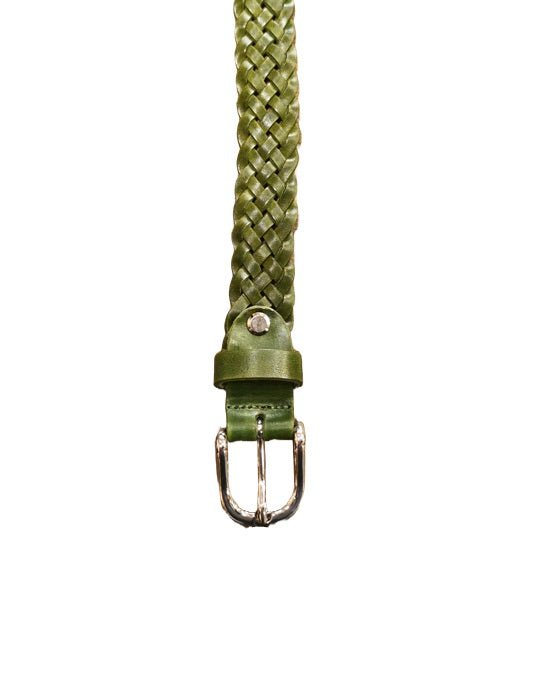 Cintura intrecciata alta 2,5 cm Pelletteria Allegrini Filippo SPIGA6CAPI Verde bottiglia - Pelletteria Allegrini