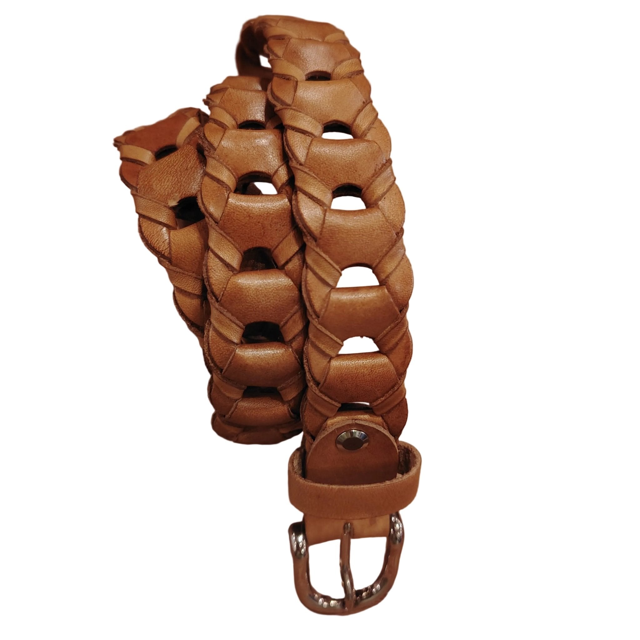 Cintura intrecciata alta 2,5 Pelletteria Allegrini Filippo TONDINO2501 Beige - Pelletteria Allegrini