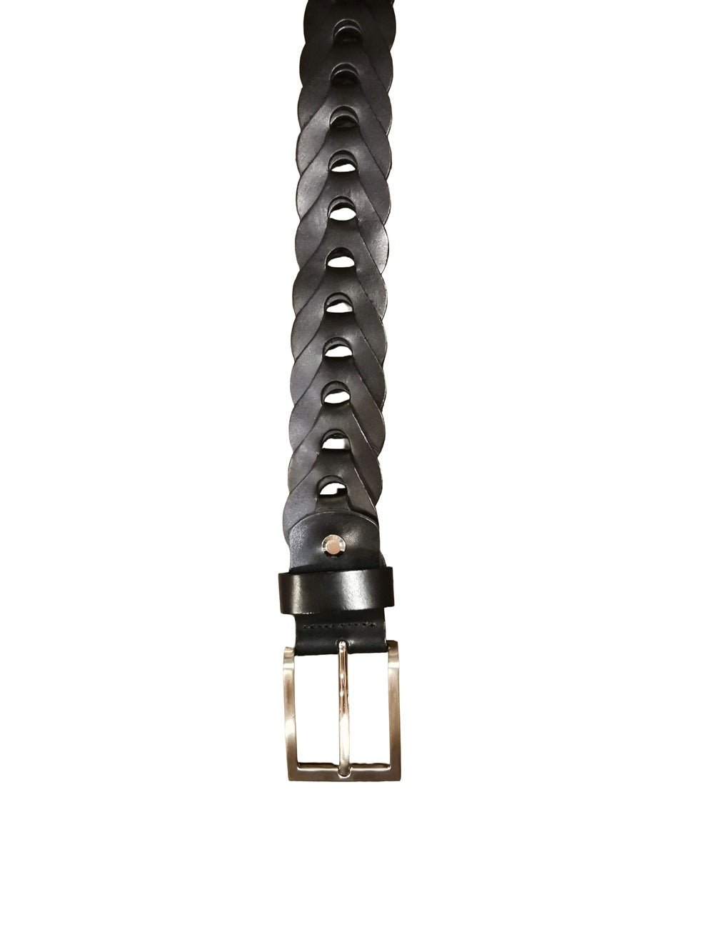 Cintura intrecciata alta 3,5 cm Pelletteria Allegrini Filippo PERA Nero - Pelletteria Allegrini