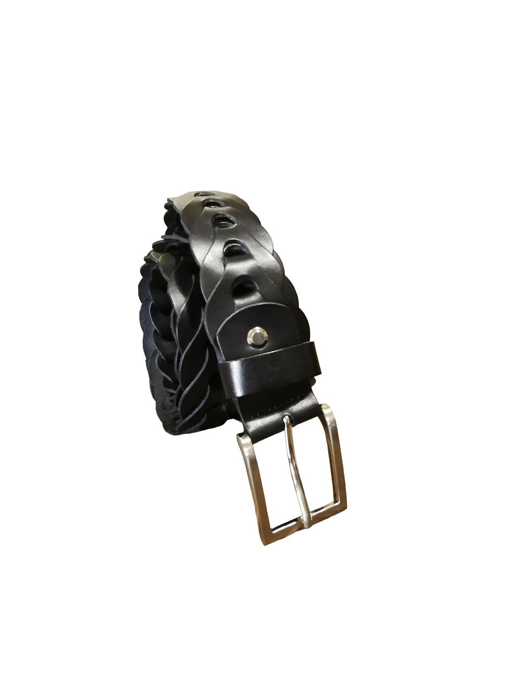 Cintura intrecciata alta 3,5 cm Pelletteria Allegrini Filippo PERA Nero - Pelletteria Allegrini