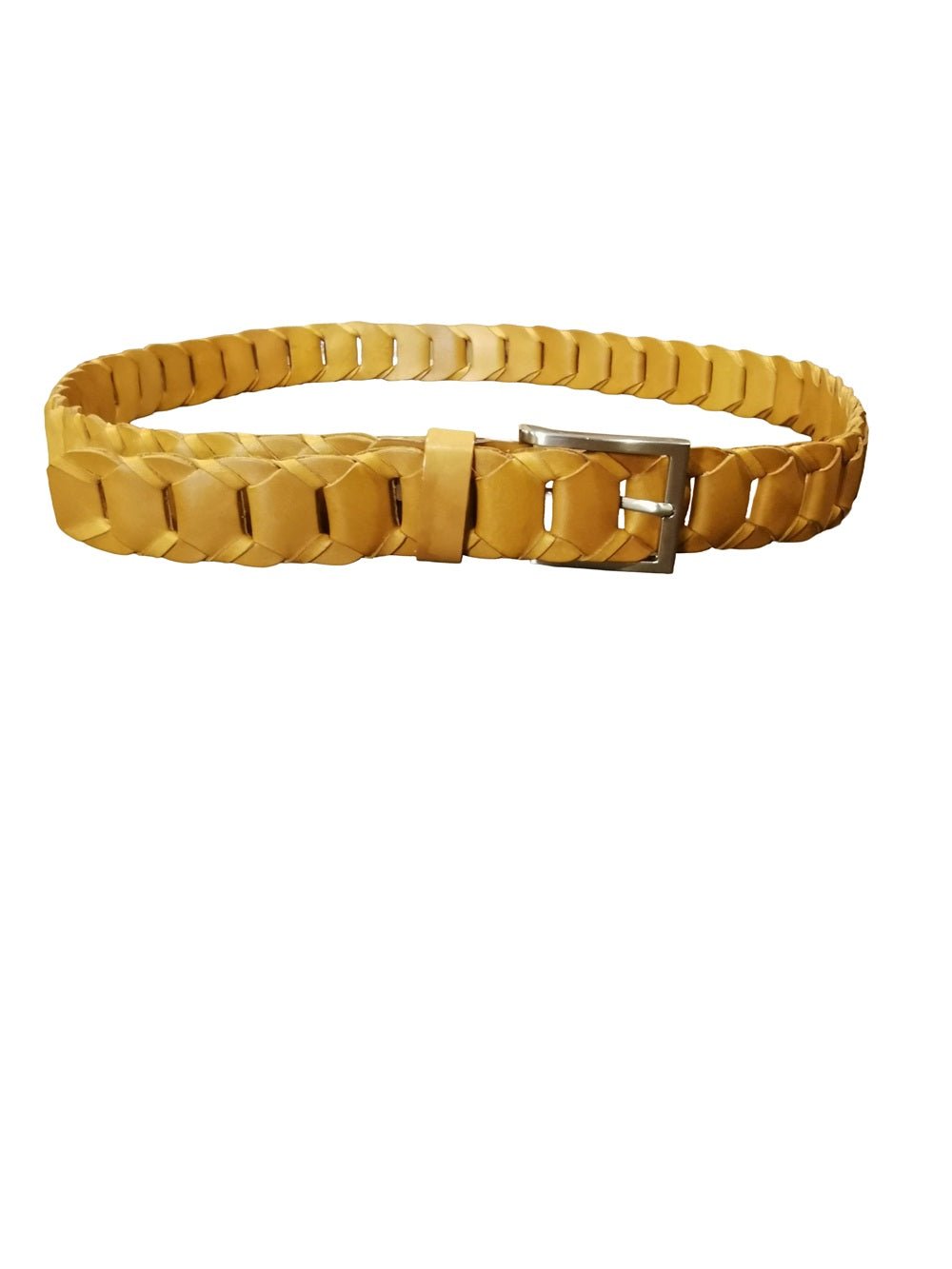 Cintura intrecciata alta 3,5 cm Pelletteria Allegrini Filippo TONDINO35 Beige - Pelletteria Allegrini