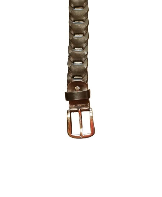 Cintura intrecciata alta 3,5 cm Pelletteria Allegrini Filippo TONDINO35 Cacao - Pelletteria Allegrini