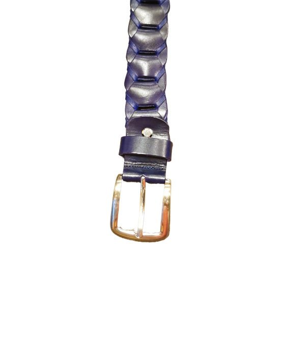 Cintura intrecciata alta 3,5 cm Pelletteria Allegrini Filippo TONDINO35 Cobalto - Pelletteria Allegrini