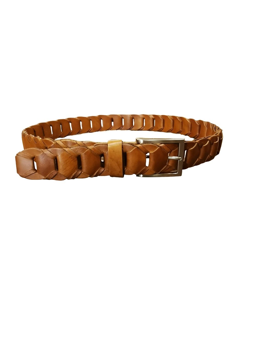 Cintura intrecciata alta 3,5 cm Pelletteria Allegrini Filippo TONDINO35 Cuoio - Pelletteria Allegrini