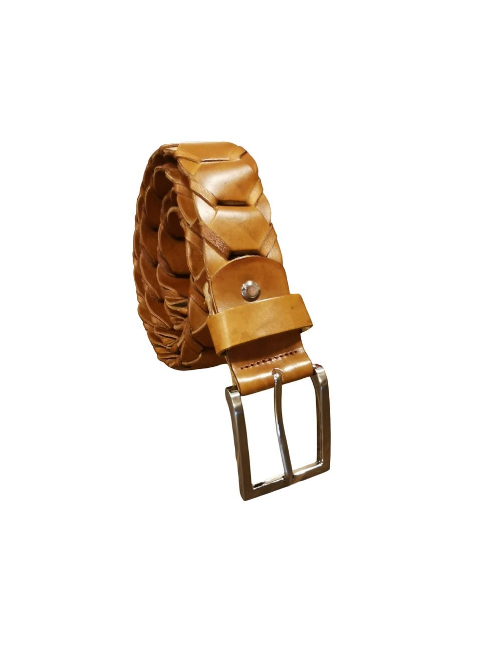 Cintura intrecciata alta 3,5 cm Pelletteria Allegrini Filippo TONDINO35 Cuoio - Pelletteria Allegrini
