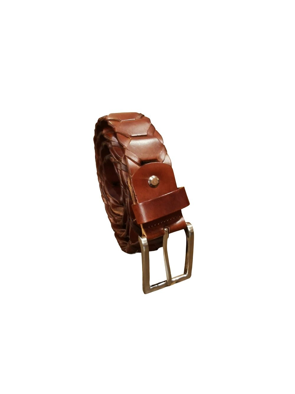 Cintura intrecciata alta 3,5 cm Pelletteria Allegrini Filippo TONDINO35 Marrone antico - Pelletteria Allegrini