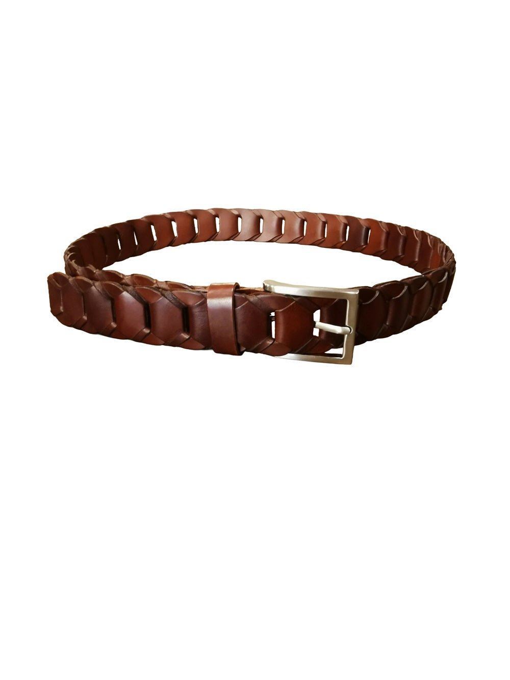 Cintura intrecciata alta 3,5 cm Pelletteria Allegrini Filippo TONDINO35 Marrone antico - Pelletteria Allegrini