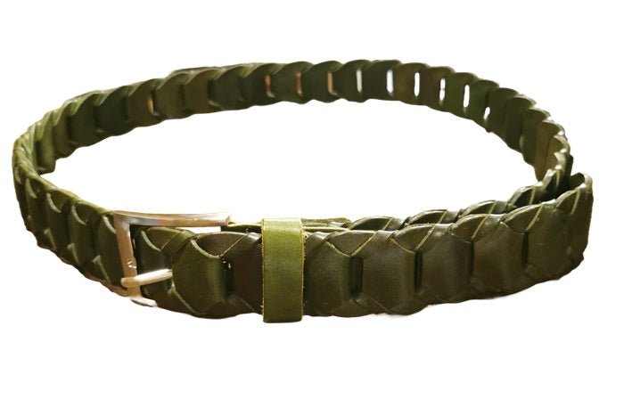 Cintura intrecciata alta 3,5 cm Pelletteria Allegrini Filippo TONDINO35 Verde bottiglia - Pelletteria Allegrini