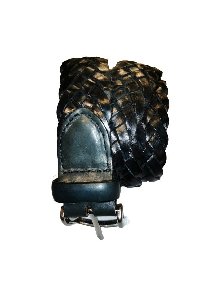 Cintura intrecciata in cuoio Pelletteria Allegrini Filippo 6183/7375 blu - Pelletteria Allegrini