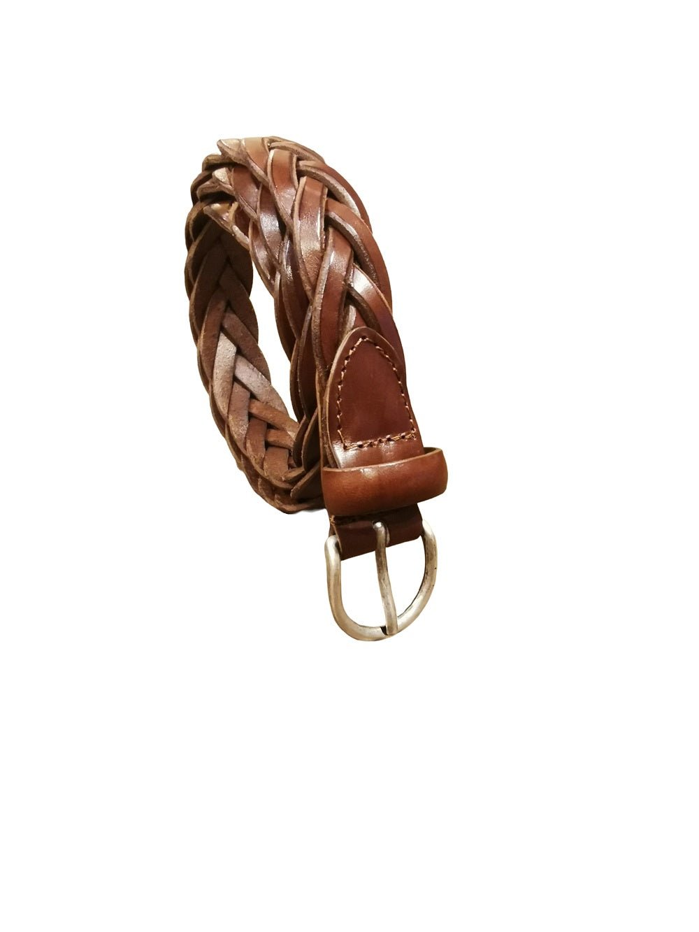 Cintura intrecciata in pelle alta 2,5 cm Pelletteria Allegrini Filippo 6096/7446 Cuoio - Pelletteria Allegrini