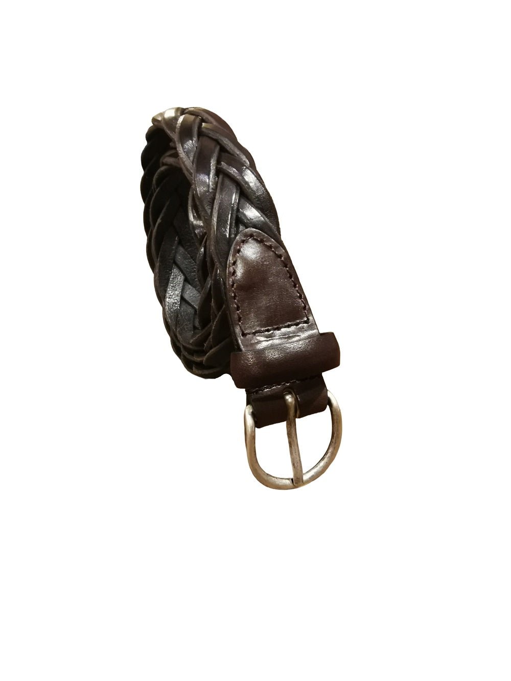 Cintura intrecciata in pelle alta 2,5 cm Pelletteria Allegrini Filippo 6096/7446 Testa di moro - Pelletteria Allegrini