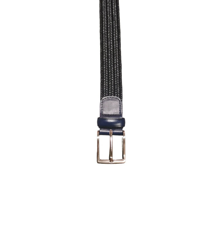 Braided stretch leather belt Pelletteria Allegrini Filippo 6202/7375 Blue