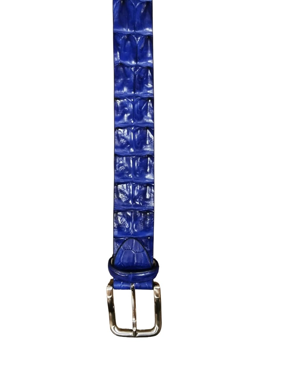 Cintura uomo in schiena di vero coccodrillo Pelletteria Allegrini Filippo C326 Bluette - Pelletteria Allegrini
