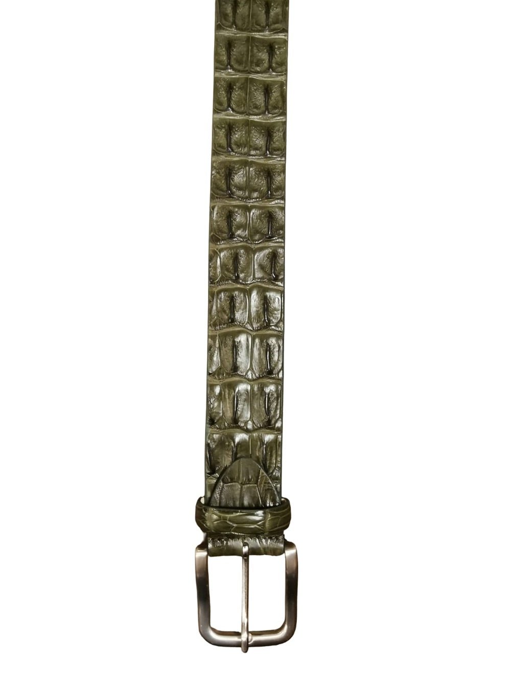 Cintura uomo in schiena di vero coccodrillo Pelletteria Allegrini Filippo C326 Verde militare - Pelletteria Allegrini