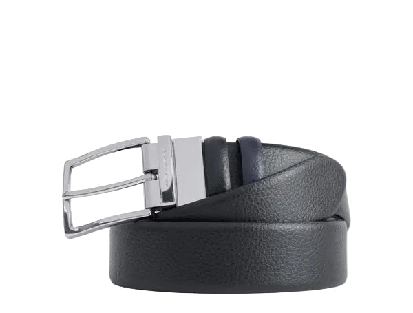 Cintura uomo reversibile con fibbia ad ardiglione Piquadro CU4209MO Nero/Blu - Pelletteria Allegrini