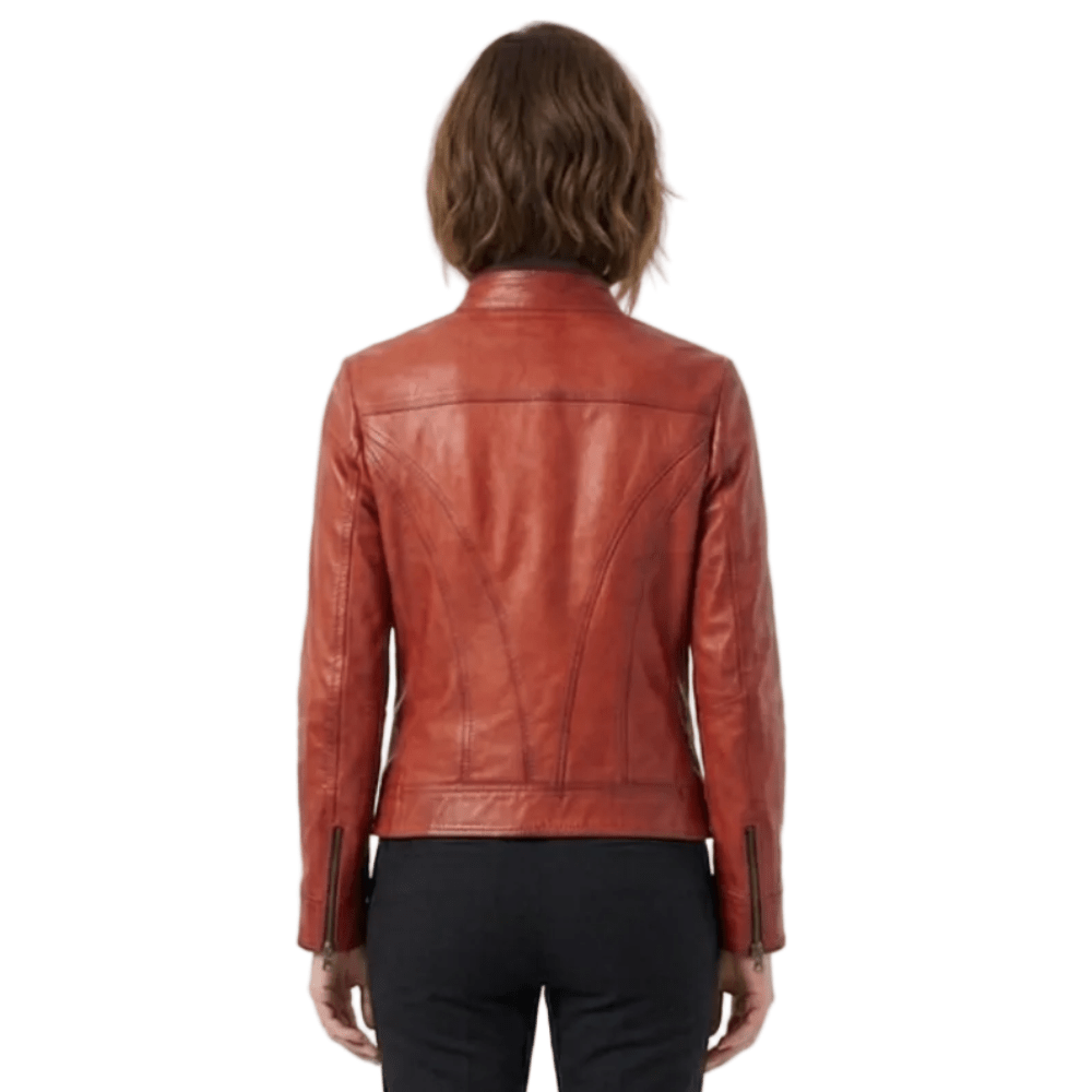 Giacca donna in pelle Pelletteria Allegrini Filippo GAYA Rosso - Pelletteria Allegrini