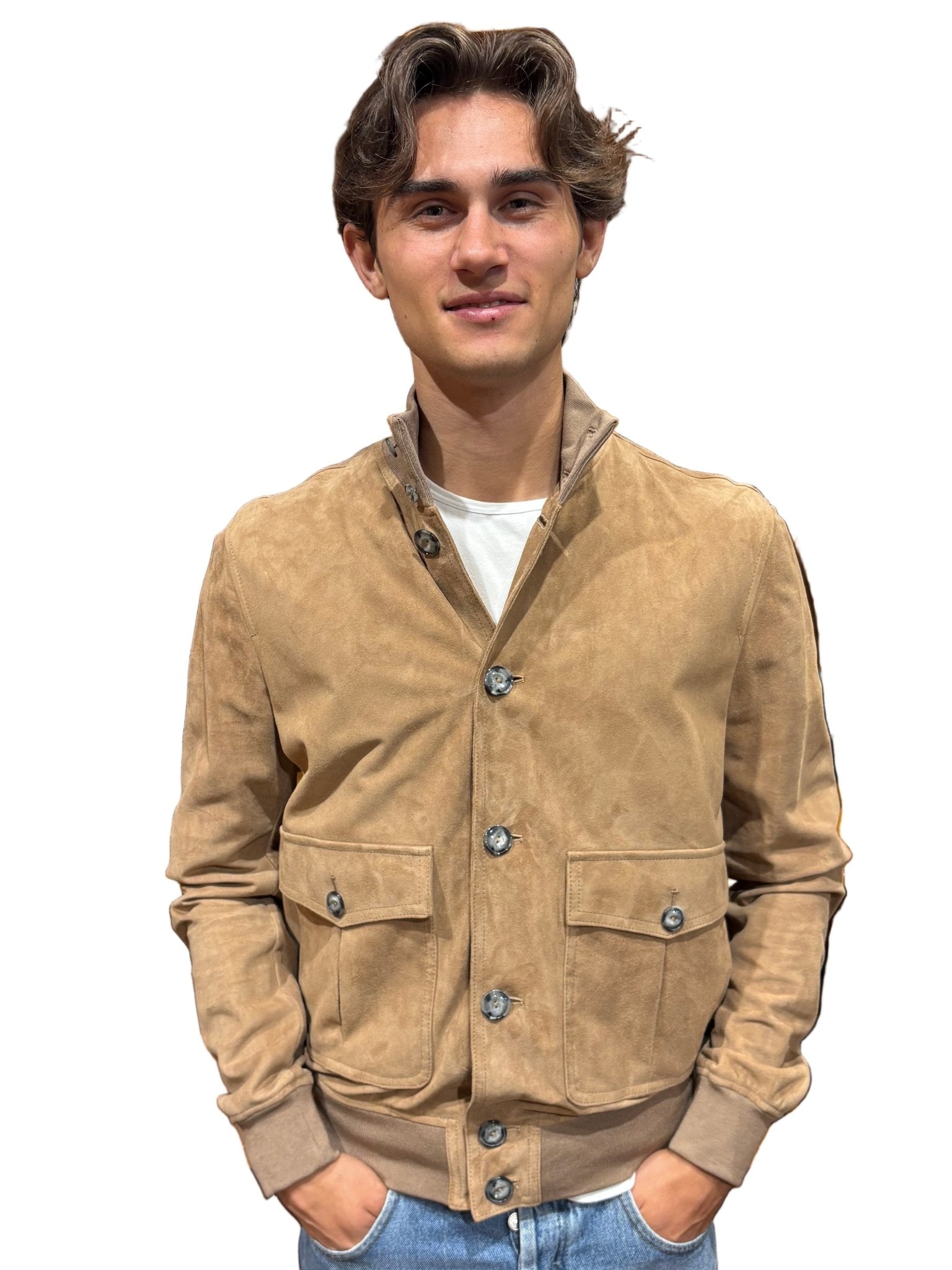 Giacca in camoscio Pelletteria Allegrini Filippo RINALDO Biscotto - Pelletteria Allegrini