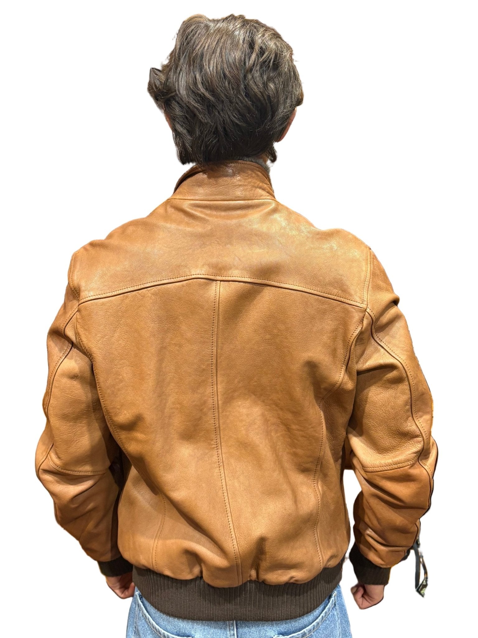 Giacca in pelle con collo in pelo Pelletteria Allegrini Filippo BENTIVOGLIO Cuoio - Pelletteria Allegrini