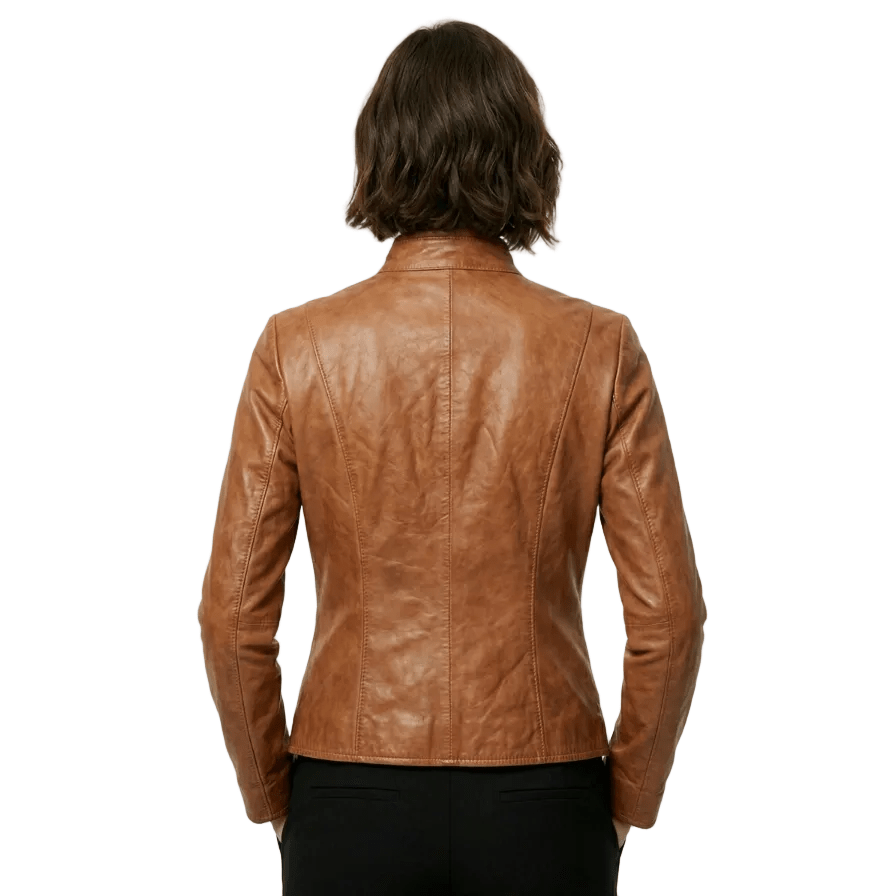 Giacca in pelle donna Pelletteria Allegrini Filippo 783 cuoio - Pelletteria Allegrini