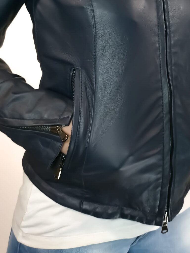 Giacca in pelle donna Pelletteria Allegrini Filippo IRMA Z Blu - Pelletteria Allegrini