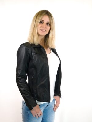 Giacca in pelle donna Pelletteria Allegrini Filippo IRMA Z Nero - Pelletteria Allegrini