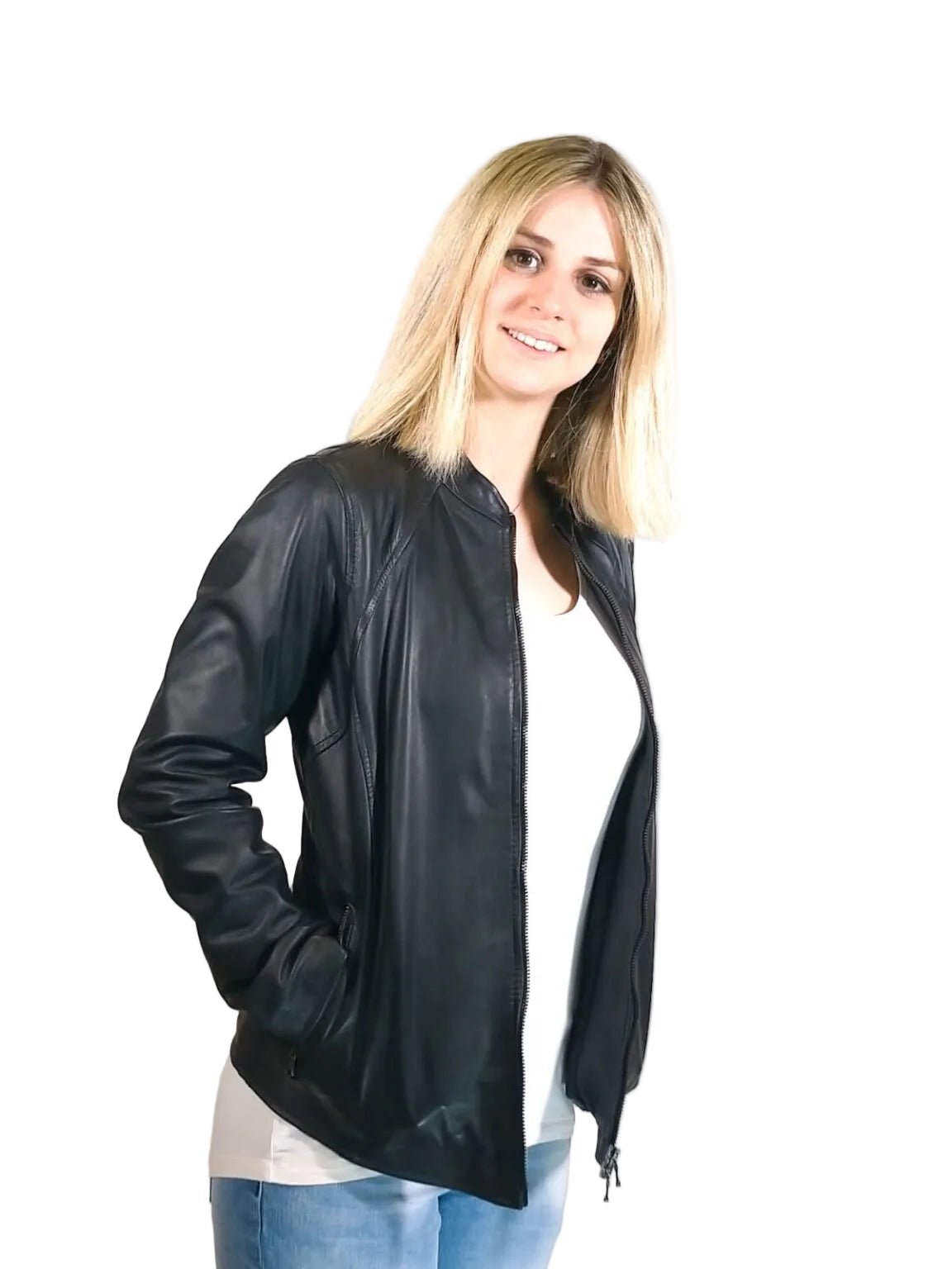 Giacca in pelle donna Pelletteria Allegrini Filippo Romana/G Nero - Pelletteria Allegrini